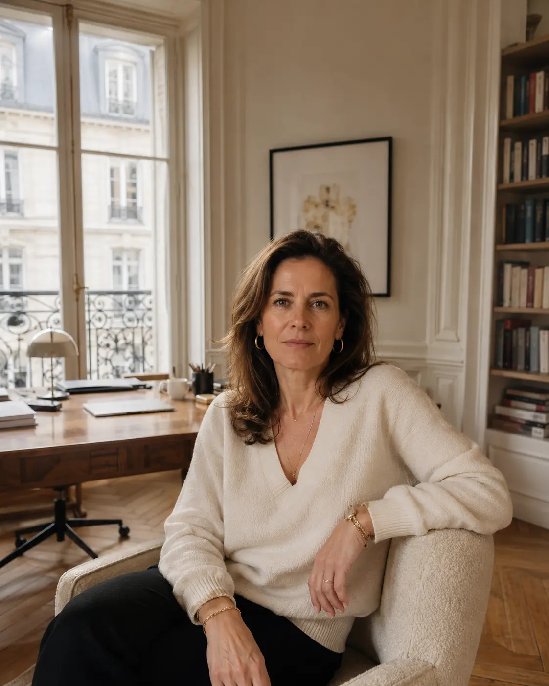 Séance portrait dans un cabinet médical parisien — lumière naturelle, cadre authentique